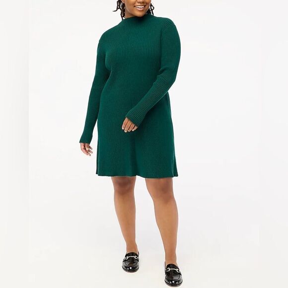 NWT J CREW Factory Ribbed mini sweater-dress in Academic green - Picture 8 of 10